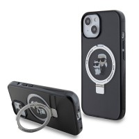 Karl Lagerfeld iPhone 15 14 13 Hülle Case Ring Stand Magsafe Halter K & C Schwarz