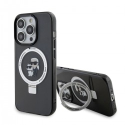 Karl Lagerfeld iPhone 15 Plus Case Magsafe Ring Stand Holder K & C Black