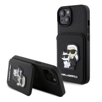 Karl Lagerfeld iPhone 15 14 13 Case Cardslot Stand K & C Black
