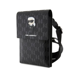 Karl Lagerfeld Smartphone Tasche Saffiano Ikonik Monogram Schwarz