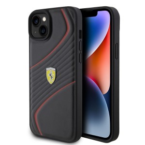 Ferrari iPhone 15 Plus Case Cover Twist Metal Logo Black
