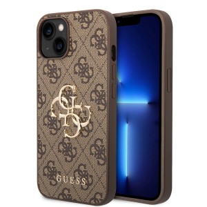 Guess iPhone 15 Case Cover 4G Big Metal Logo Brown