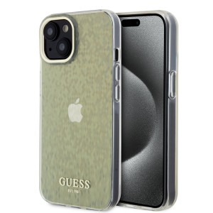 Guess iPhone 15 Plus Hülle Case Cover Mirror Disco Faceted Gold