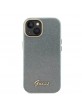 Guess iPhone 15 Hülle Case Cover Glitter Glossy Script Grün