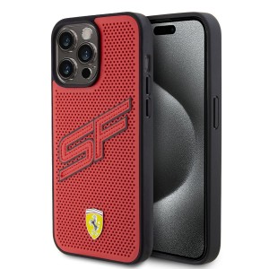 Ferrari iPhone 15 Pro Max Case Cover Perforated SF Red