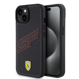 Ferrari iPhone 15 Case Cover Perforated SF Black