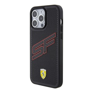 Ferrari iPhone 15 Pro Max Case Cover Perforated SF Black