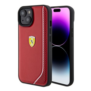 Ferrari iPhone 15 Case Cover Perforated Reflective Red