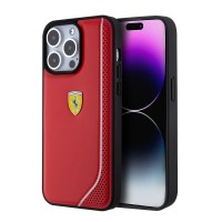Ferrari iPhone 15 Pro Max Case Cover Perforated Reflective Red