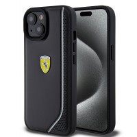 Ferrari iPhone 15 Case Cover Perforated Reflective Black
