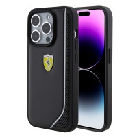 Ferrari iPhone 15 Pro Case Cover Perforated Reflective Black