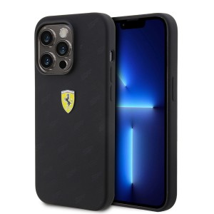Ferrari iPhone 15 Pro Hülle Case Cover Silikon All Over SF Schwarz