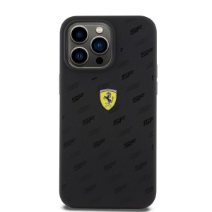 Ferrari iPhone 15 Pro Max Hülle Case Cover Silikon All Over SF Schwarz
