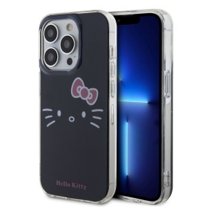Hello Kitty iPhone 14 Pro Hülle Case Cover Kitty Gesicht Schwarz