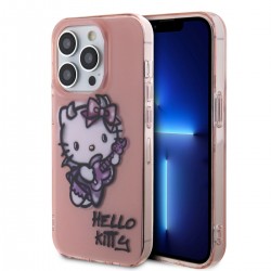 Hello Kitty iPhone 15 Pro Hülle Case Cover Graffiti Gitarre Rosa Pink