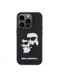 Karl Lagerfeld iPhone 15 Pro Hülle Case Silikon Karl Choupette 3D Schwarz