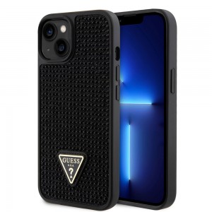 Guess iPhone 15 14 13 Case Cover Triangle Rhinestone Black
