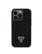 Guess iPhone 15 Pro Hülle Case Cover Triangle Strass Schwarz