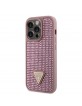 Guess iPhone 15 Pro Hülle Case Cover Triangle Strass Rosa Pink
