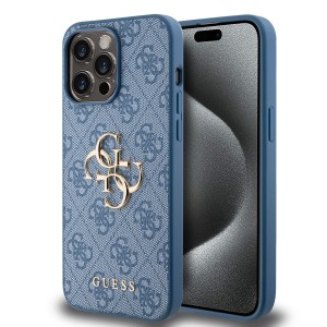 Guess iPhone 15 Pro Max Case Cover 4G Big Metal Logo Blue
