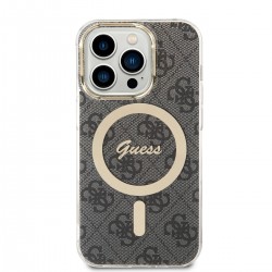 Guess iPhone 15 Pro Hülle Case Cover 4G MagSafe IML Schwarz