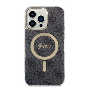Guess iPhone 15 Pro Max Hülle Case Cover 4G MagSafe IML Schwarz