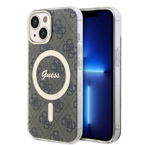 Guess iPhone 15 Hülle Case Cover 4G MagSafe IML Braun