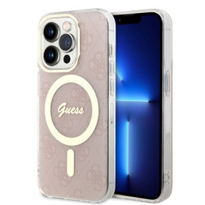 Guess iPhone 15 Pro Hülle Case Cover 4G MagSafe IML Rosa Pink