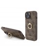 Guess iPhone 15 Case Cover 4G Ring Stand Holder Brown