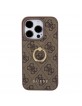 Guess iPhone 15 Pro Case Cover 4G Ring Stand Holder Brown