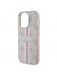 Guess iPhone 15 Pro Case Cover 4G Printed Stripes Pink