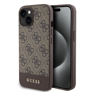 Guess iPhone 15 Hülle Case Cover MagSafe 4G Stripe Braun