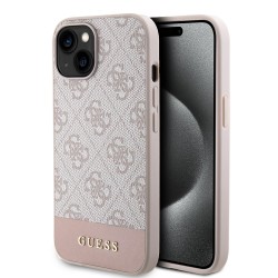 Guess iPhone 15 Hülle Case Cover MagSafe 4G Stripe Rosa Pink