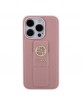 Guess iPhone 15 Pro Case Grip Stand Diamond Strass Safiano Pink