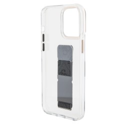 Guess iPhone 15 Pro Case Grip Stand Metal 4G Cover Transparent