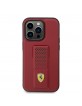 Ferrari iPhone 15 Pro Case Cover Grip Stand Metal Logo Red