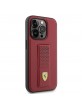 Ferrari iPhone 15 Pro Hülle Case Cover Grip Stand Metal Logo Rot