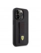 Ferrari iPhone 15 Pro Case Grip Stand Metal Logo Cover Black