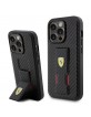 Ferrari iPhone 15 Pro Hülle Case Grip Stand Carbon Cover Schwarz