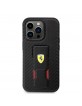 Ferrari iPhone 15 Pro Hülle Case Grip Stand Carbon Cover Schwarz