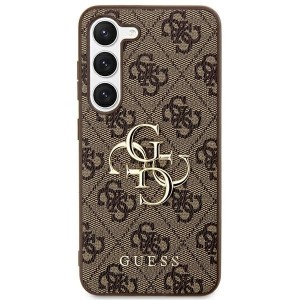 Guess Samsung S24 Case Cover 4G Big Metal Logo Brown