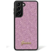 Guess Samsung S24 Hülle Case Cover Glitter Script Rosa