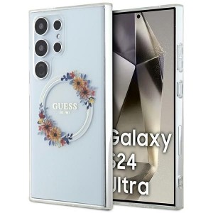 Guess Samsung S24 Ultra Hülle Case MagSafe Blumen Transparent