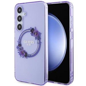 Guess Samsung S24+ Plus Hülle Case MagSafe Blumen Violett