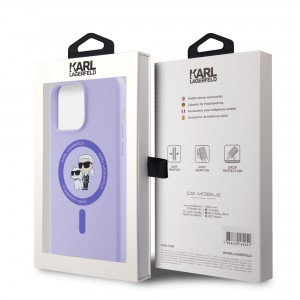 Karl Lagerfeld iPhone 15 Pro Max Case Magsafe Karl Choupette Purple