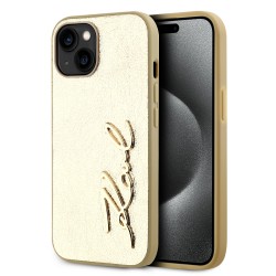 Karl Lagerfeld iPhone 14 Pro Hülle Case Metal Signature Gold