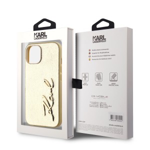 Karl Lagerfeld iPhone 15 Hülle Case Metal Signature Gold