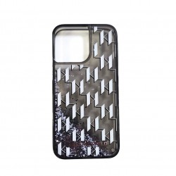 Karl Lagerfeld iPhone 14 / 13 Hülle Case Monogram Liquid Glitter Schwarz