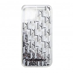 Karl Lagerfeld iPhone 14 Pro Case Monogram Liquid Glitter Silver