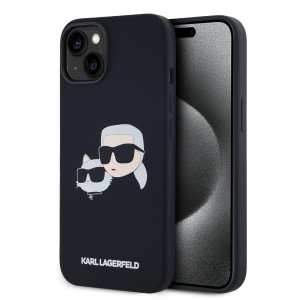 Karl Lagerfeld iPhone 14 Pro Hülle Case Magsafe Karl Choupette Heads Schwarz